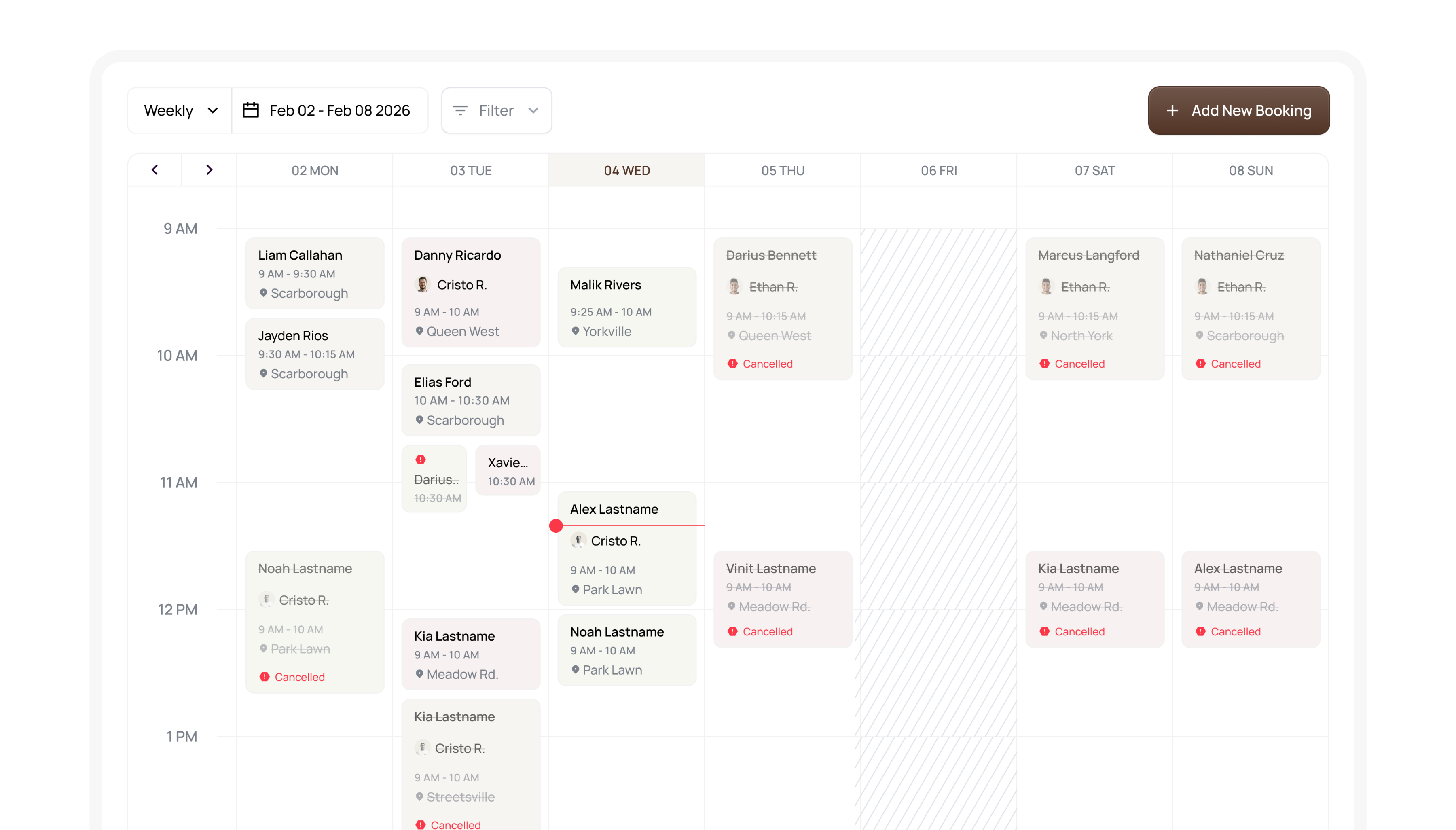 BarberFlow Calendar view